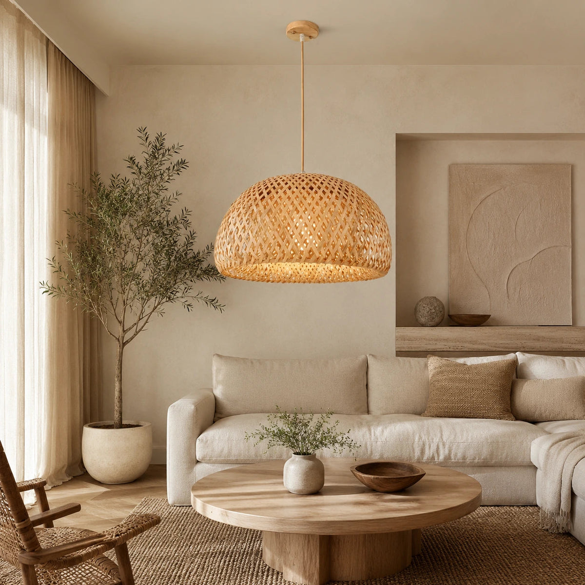 Abat-jour suspension rotin - Natura Dome Univers abat jour