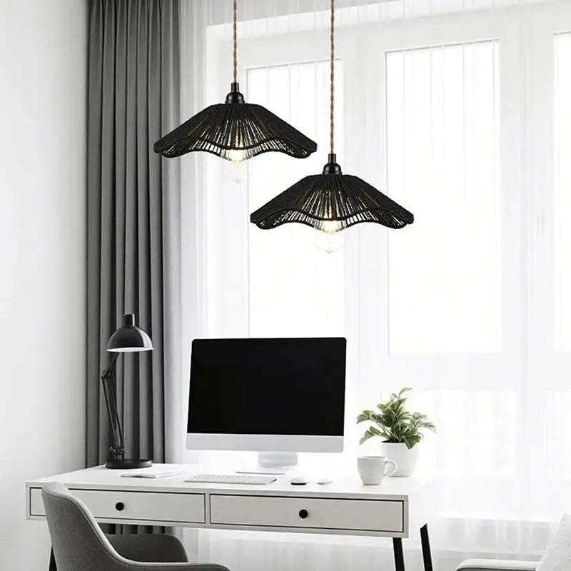 ● Handwoven Rope Lampshade Chandelier Covers Shades Ornament Decorative Living Room Kitchen Ceiling Woven Lamp Shade