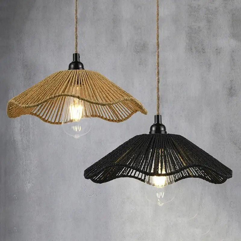 ● Handwoven Rope Lampshade Chandelier Covers Shades Ornament Decorative Living Room Kitchen Ceiling Woven Lamp Shade
