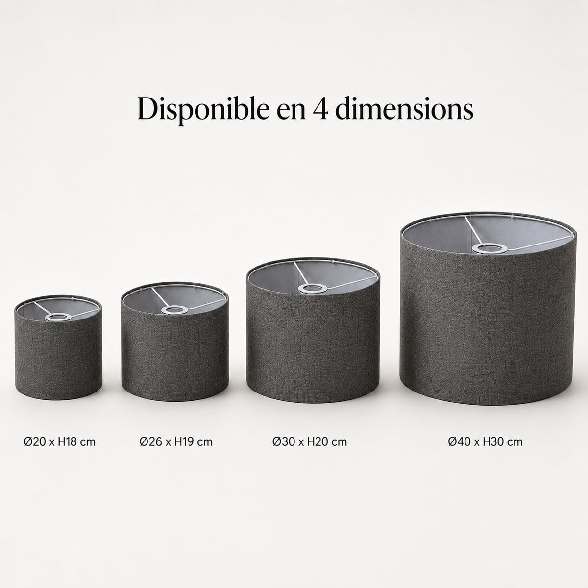 Abat-jour cylindrique en lin naturel - Gris