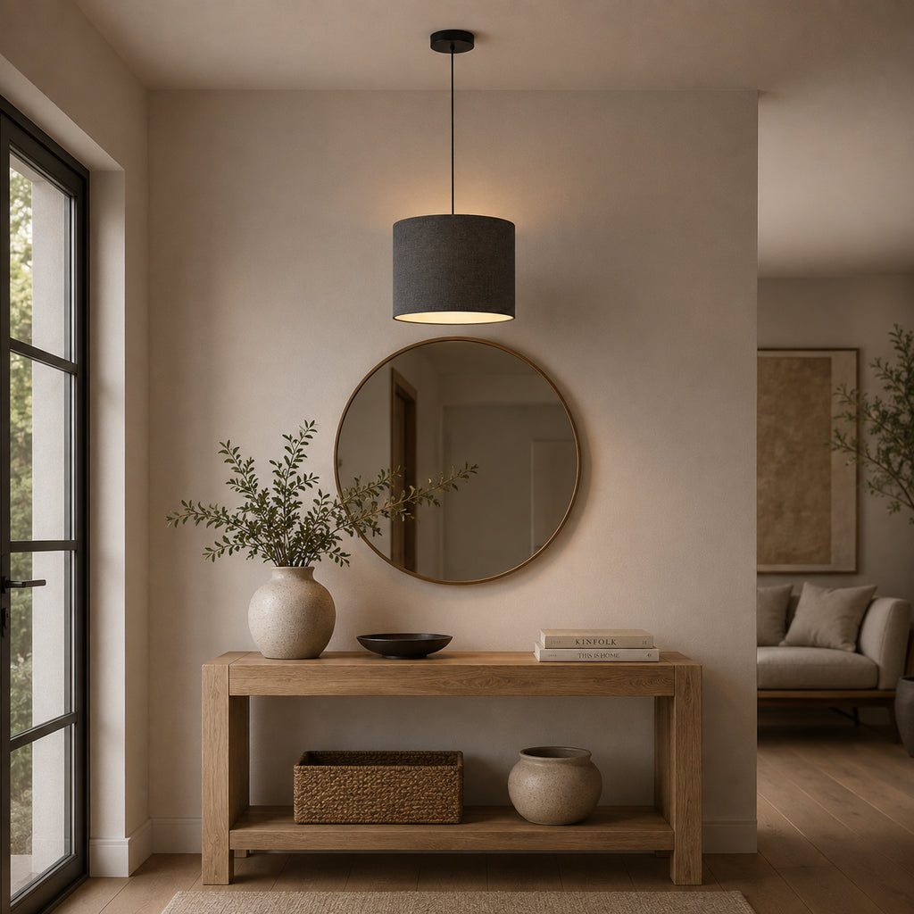 Abat-jour cylindrique en lin naturel - Gris