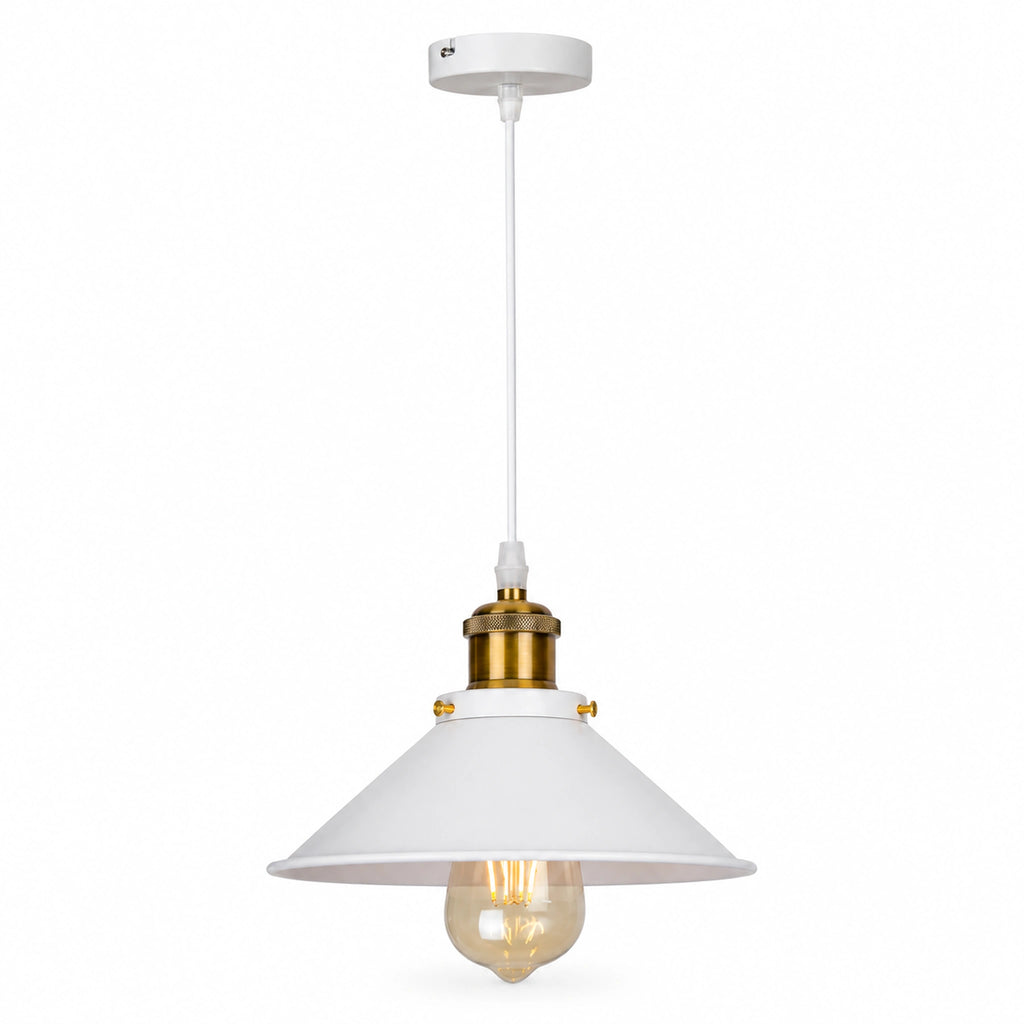 Suspension abat-jour blanche en métal avec finition dorée pour décoration intérieure
