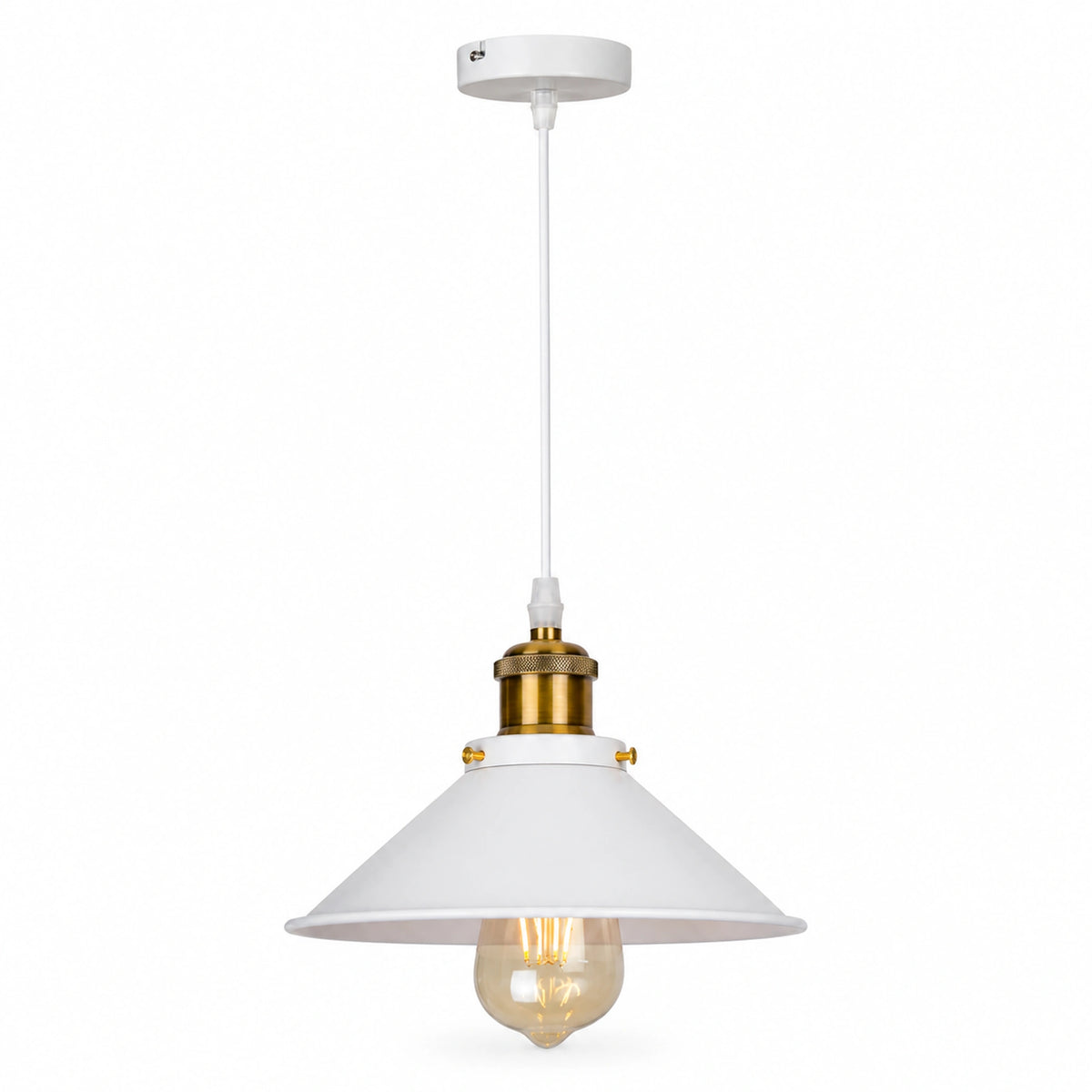 Suspension abat-jour blanche en métal avec finition dorée pour décoration intérieure