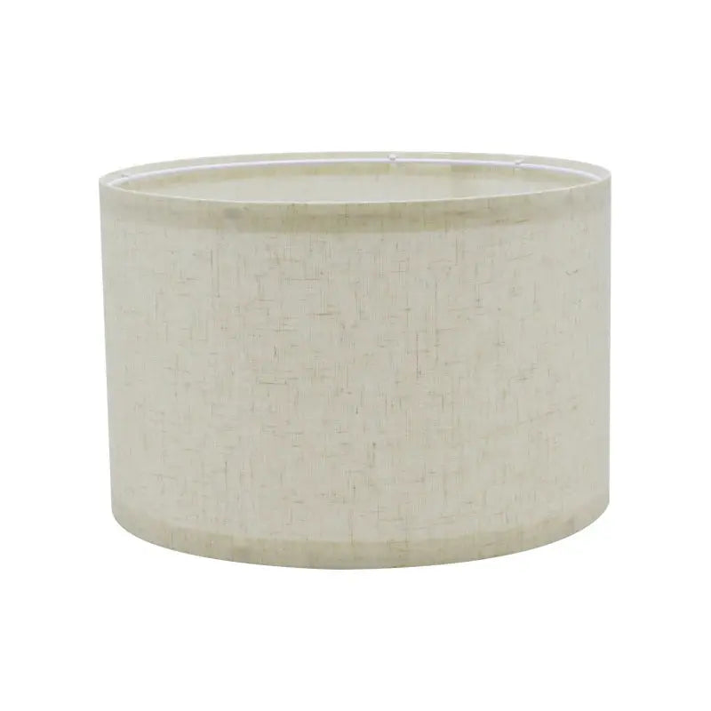 Abat-jour tambour cylindrique en lin beige naturel, sur fond blanc