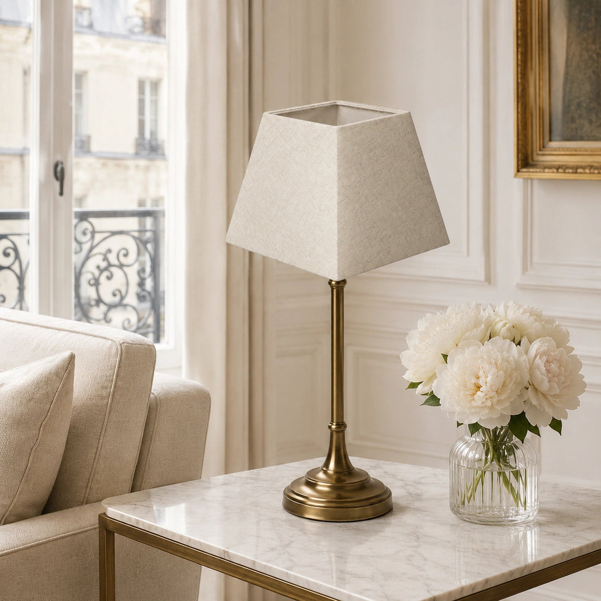 Abat-jour pyramide en lin beige Univers abat jour