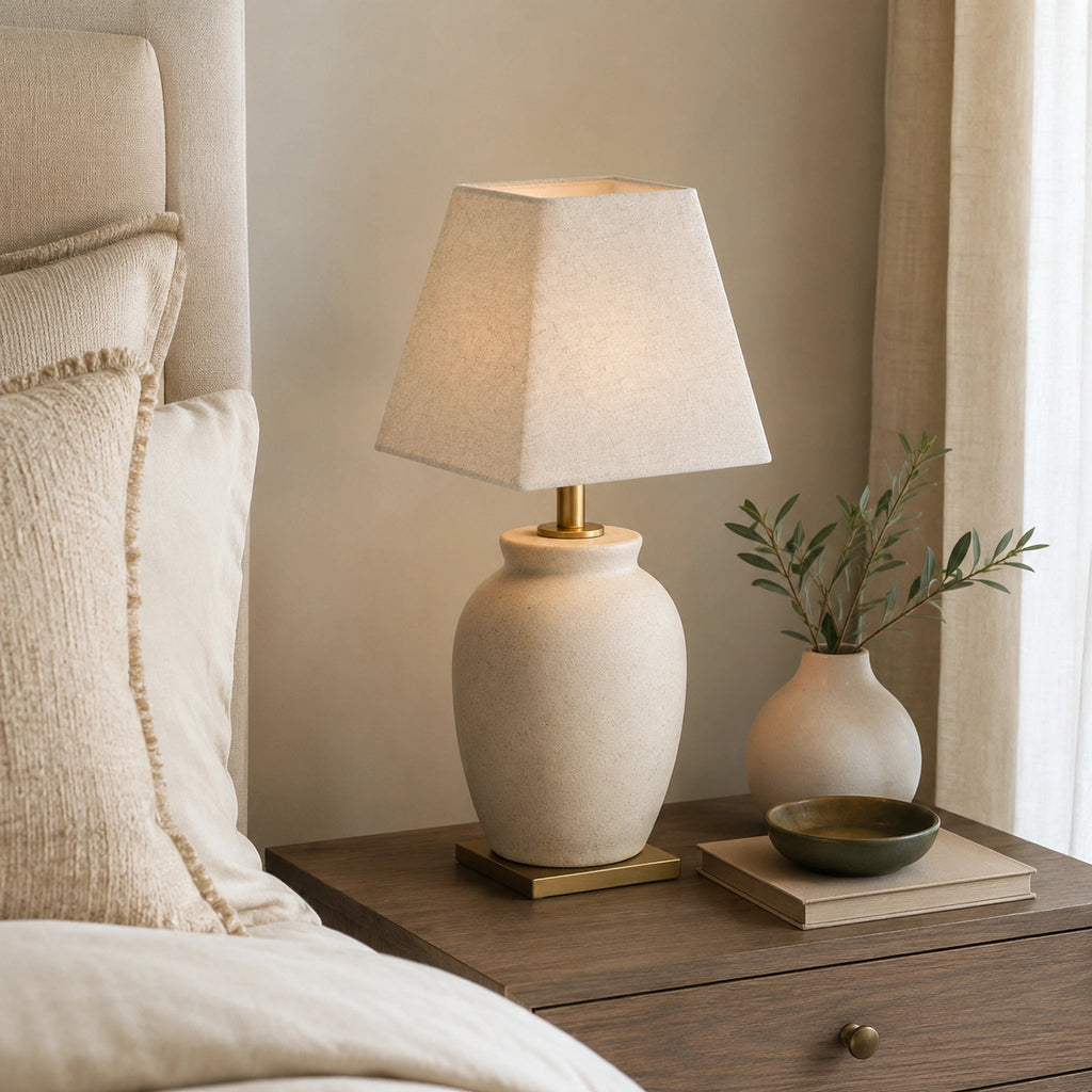 Abat-jour pyramide en lin beige Univers abat jour