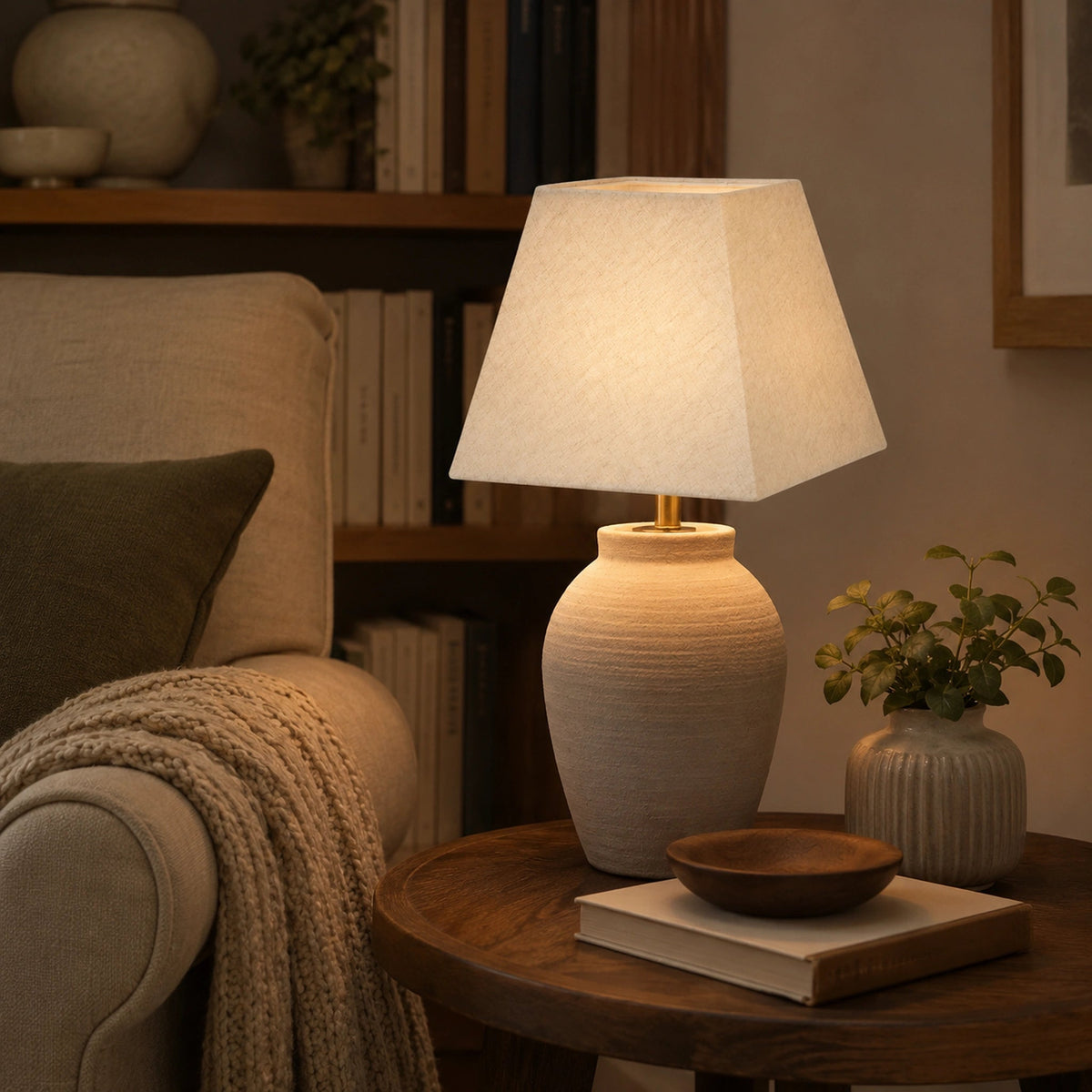 Abat-jour pyramide en lin beige Univers abat jour