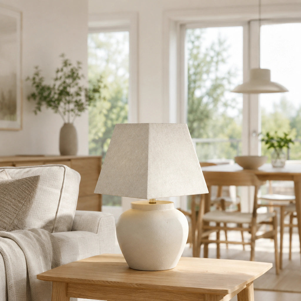 Abat-jour pyramide en lin beige Univers abat jour