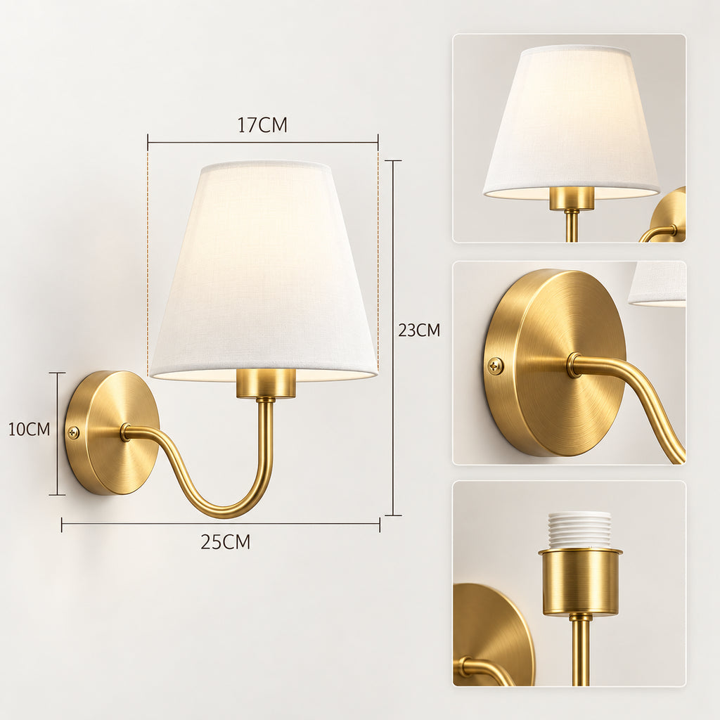 Abat-jour mural en tissu blanc - Sélène