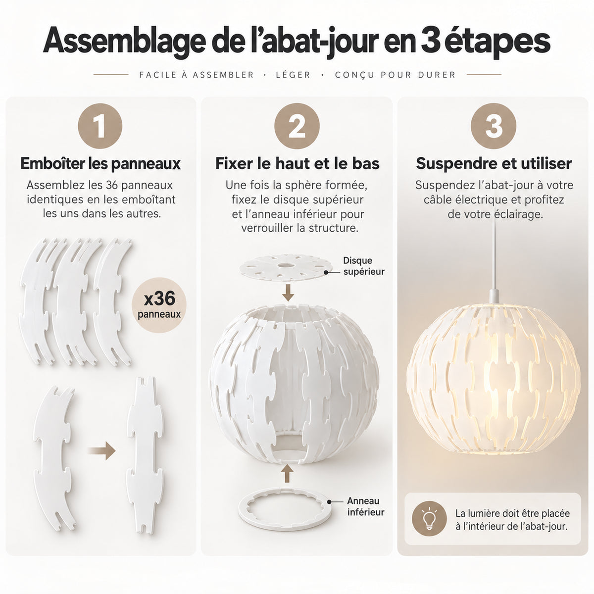Abat-jour suspension design - Alvéa