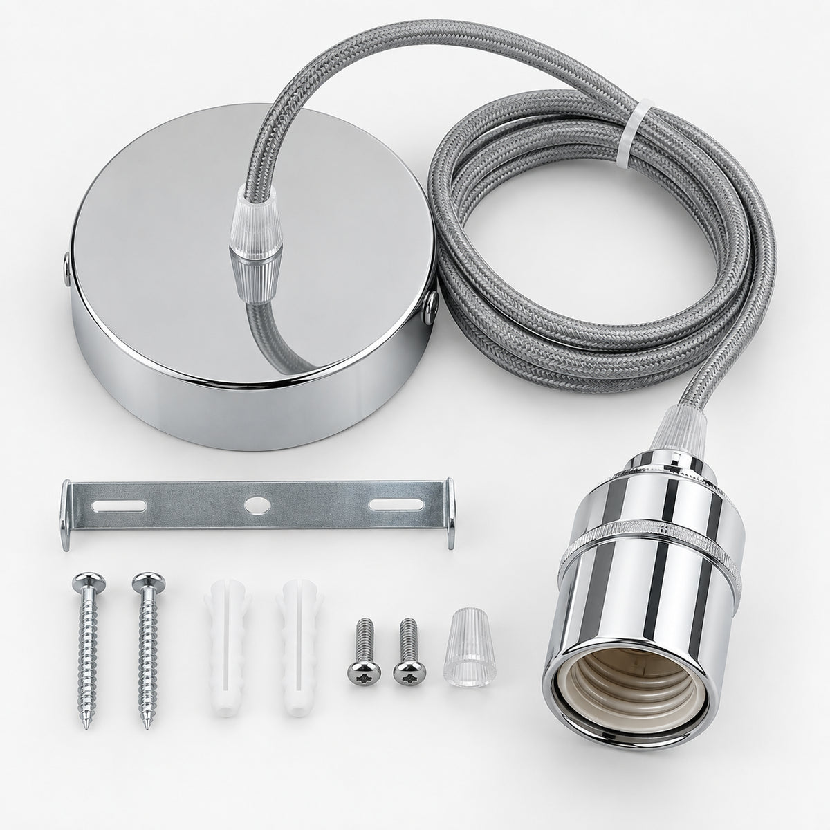 Kit Suspension plafonnier avec rosace et câble réglable - douille E27