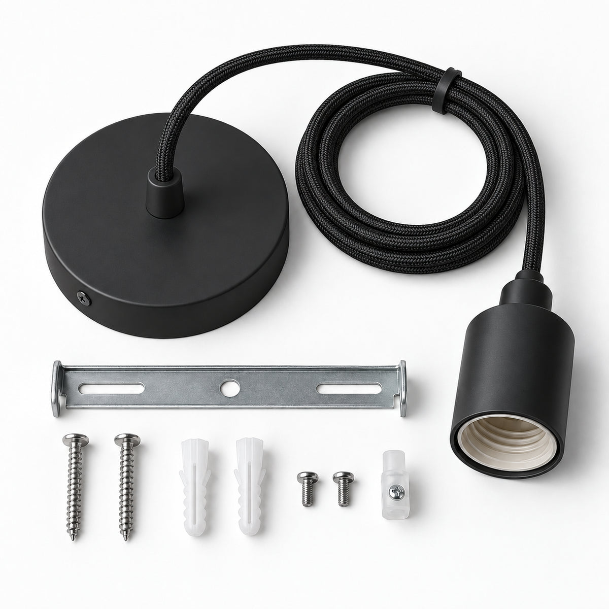 Kit Suspension plafonnier avec rosace et câble réglable - douille E27