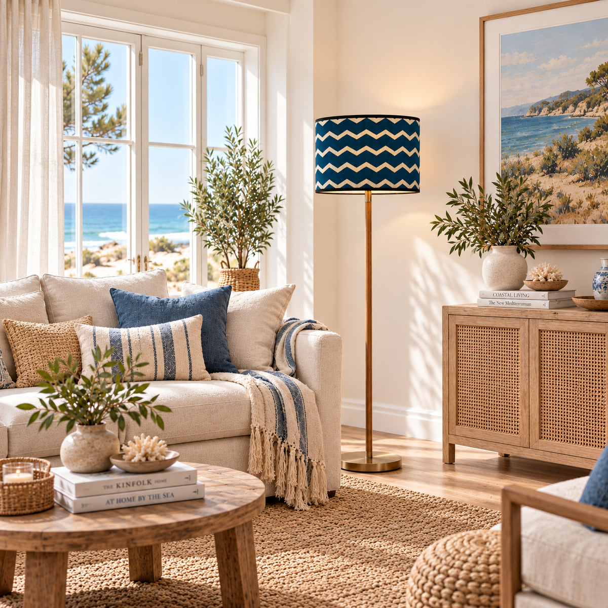 Abat-jour tambour bambou bleu - Azura