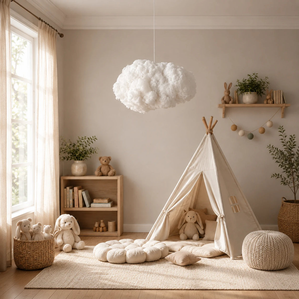 Abat-jour en suspension coton blanc - Nuage Flottant