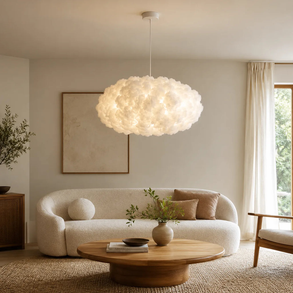 Abat-jour en suspension coton blanc - Nuage Flottant