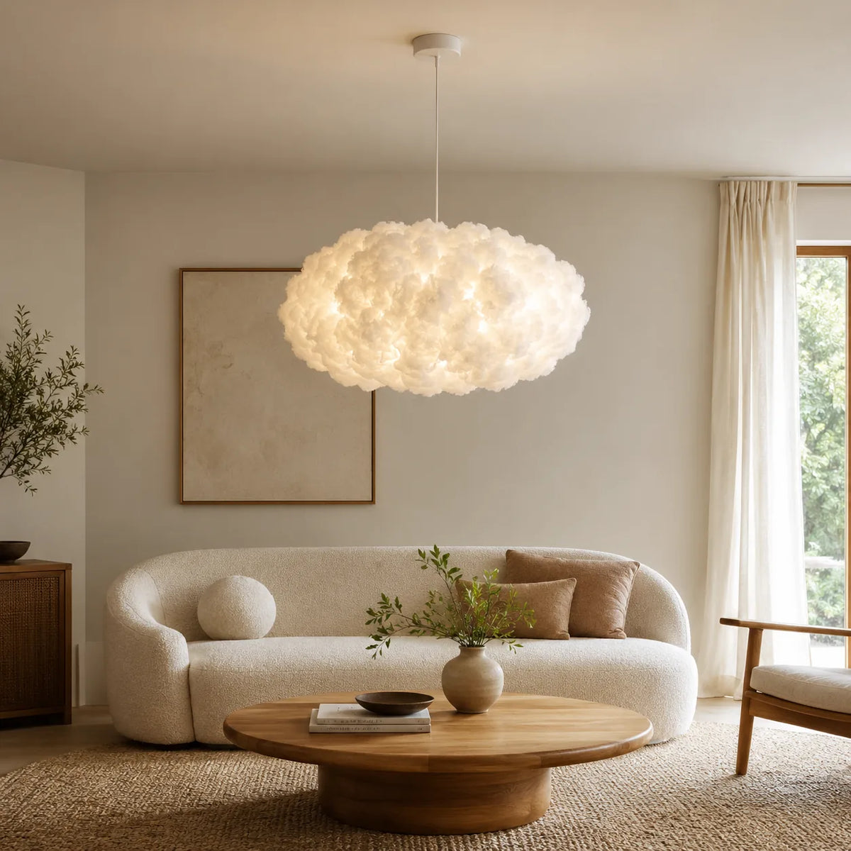 Abat-jour en suspension coton blanc - Nuage Flottant