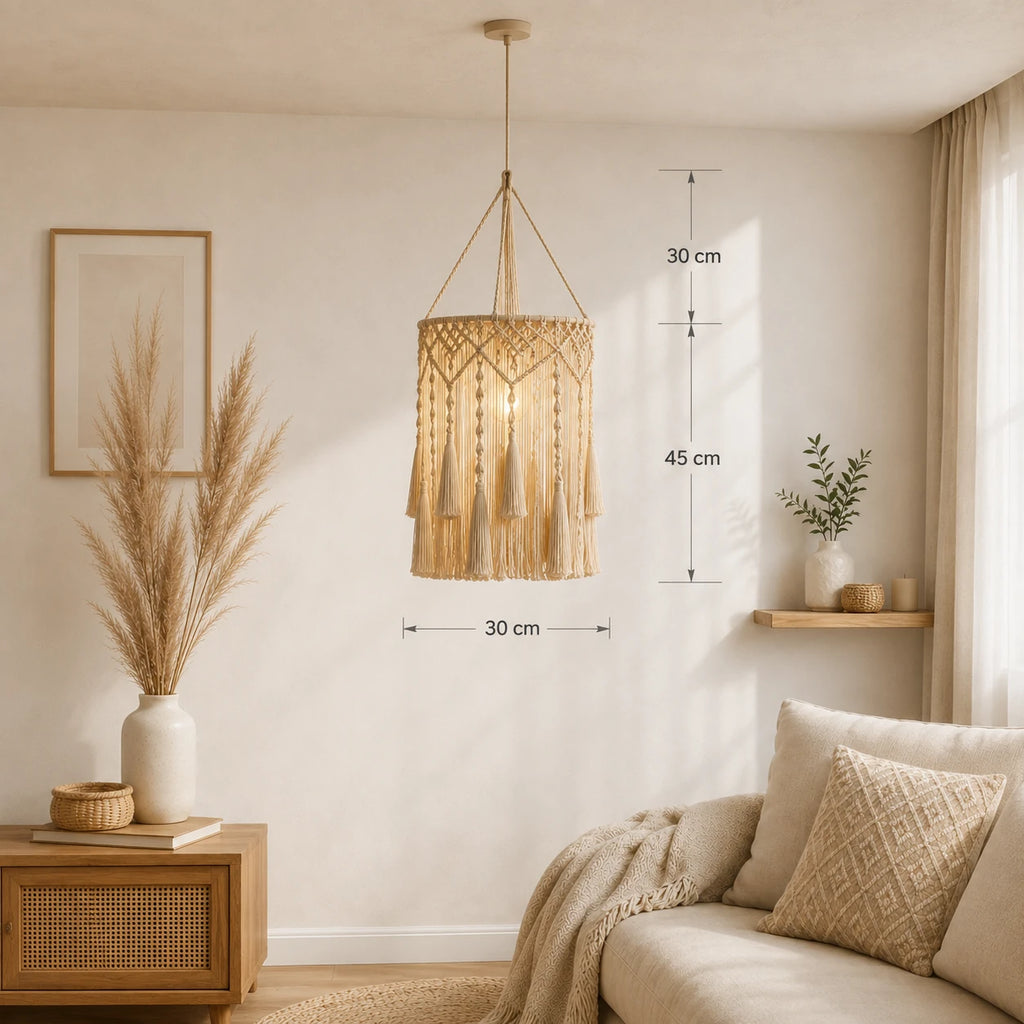 Abat-jour suspension macramé en coton - Bali