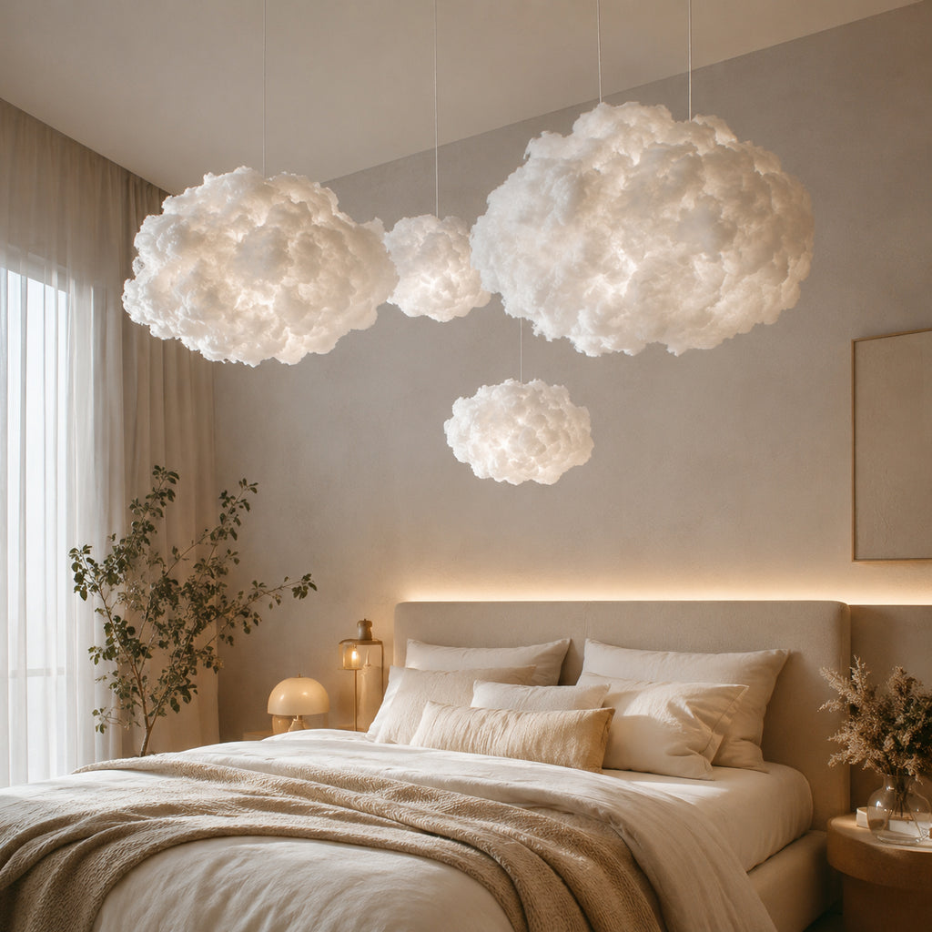 Abat-jour en suspension coton blanc - Nuage Flottant