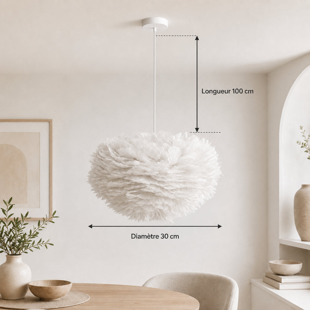 Abat-jour suspension en plume - Cocon de Plumes