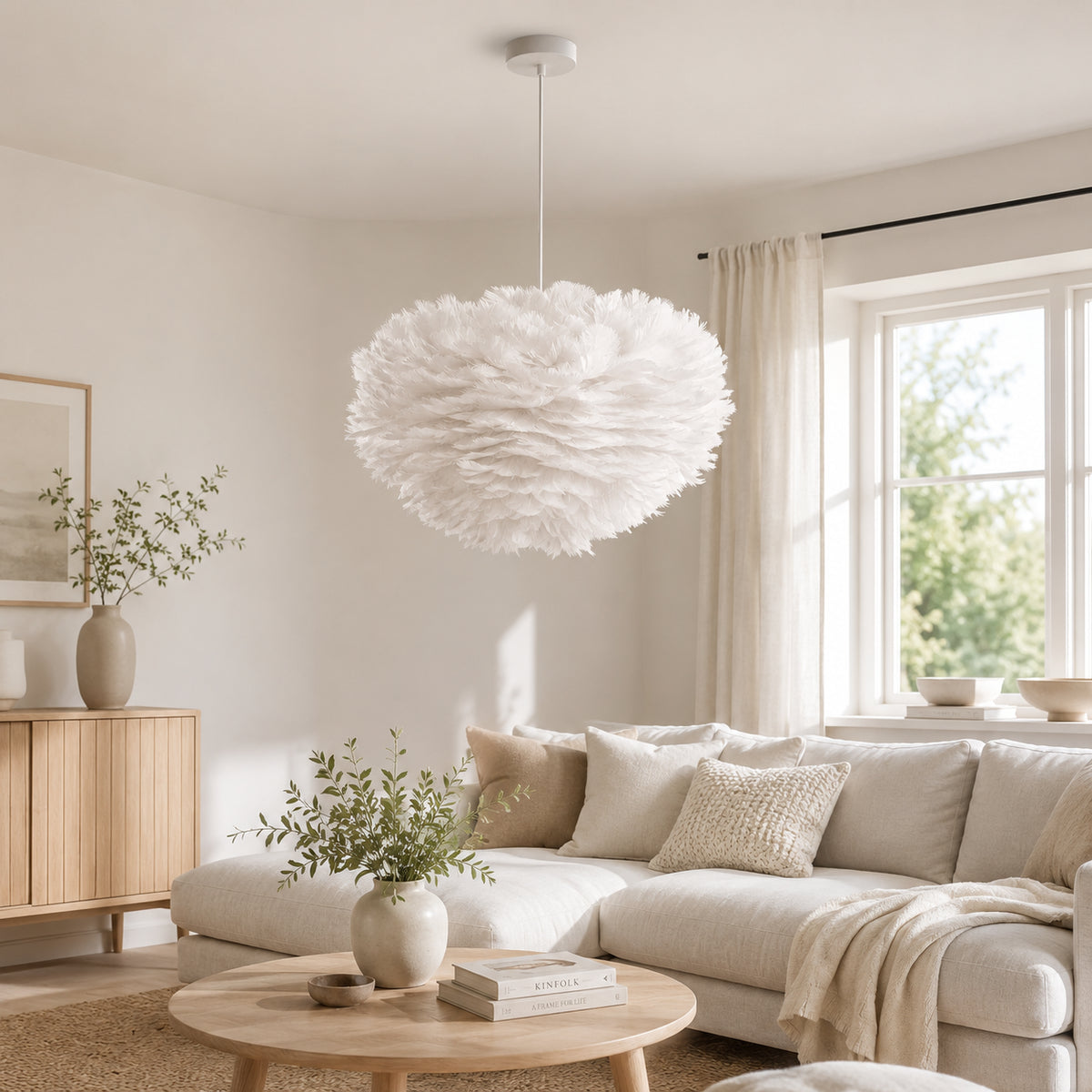 Abat-jour suspension en plume - Cocon de Plumes
