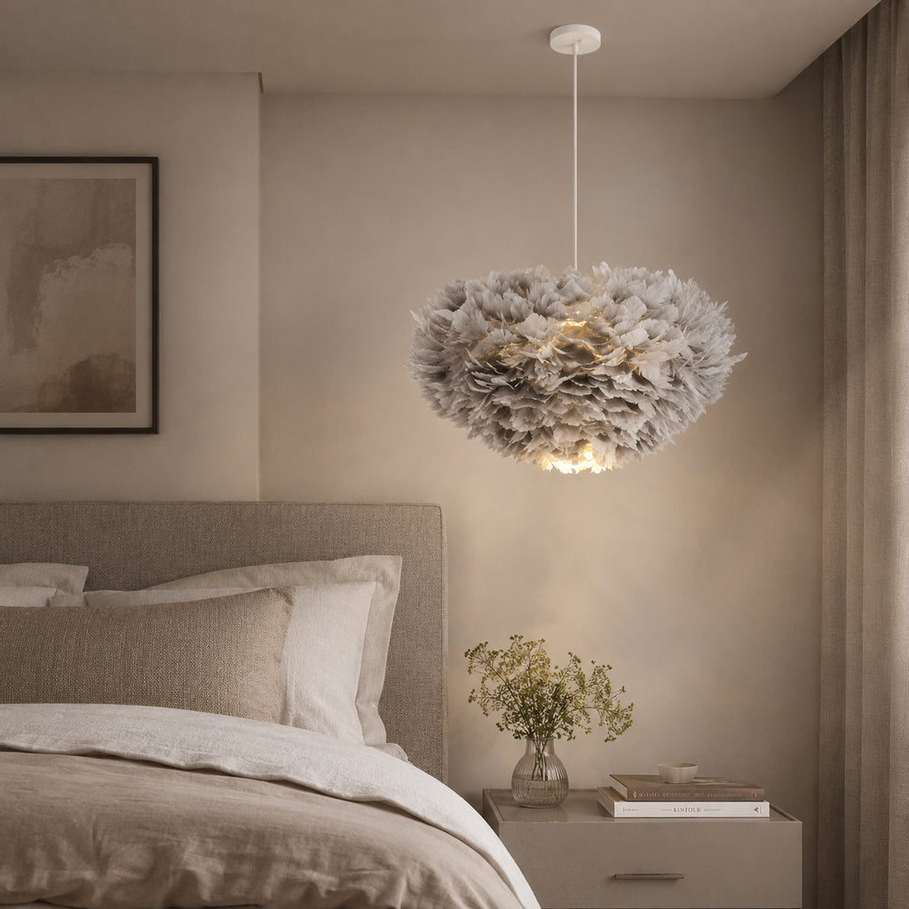 Abat-jour suspension en plume - Cocon de Plumes