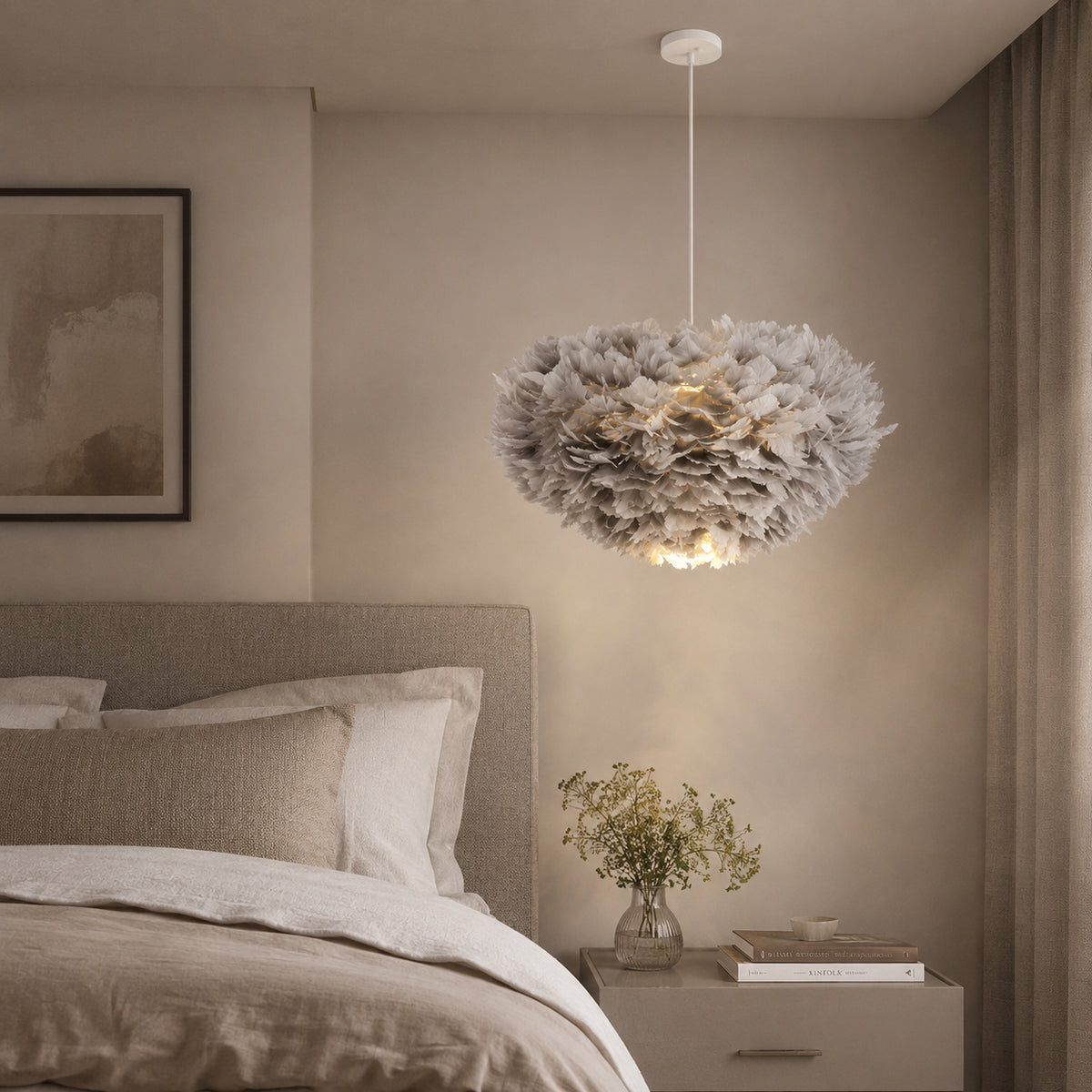 Abat-jour suspension en plume - Cocon de Plumes