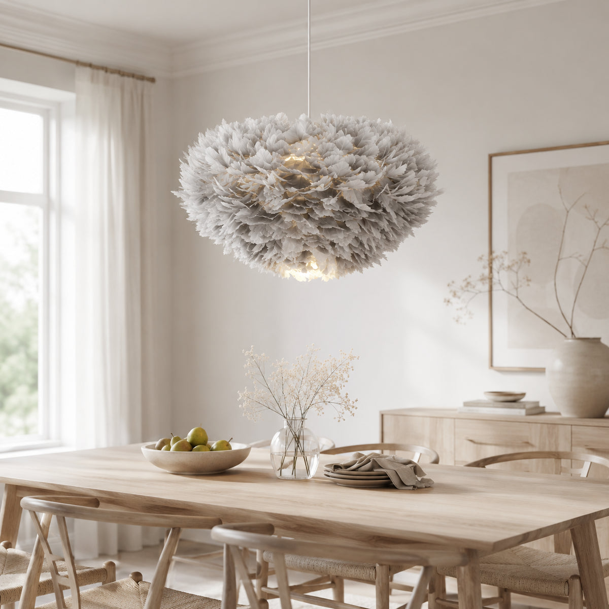 Abat-jour suspension en plume - Cocon de Plumes
