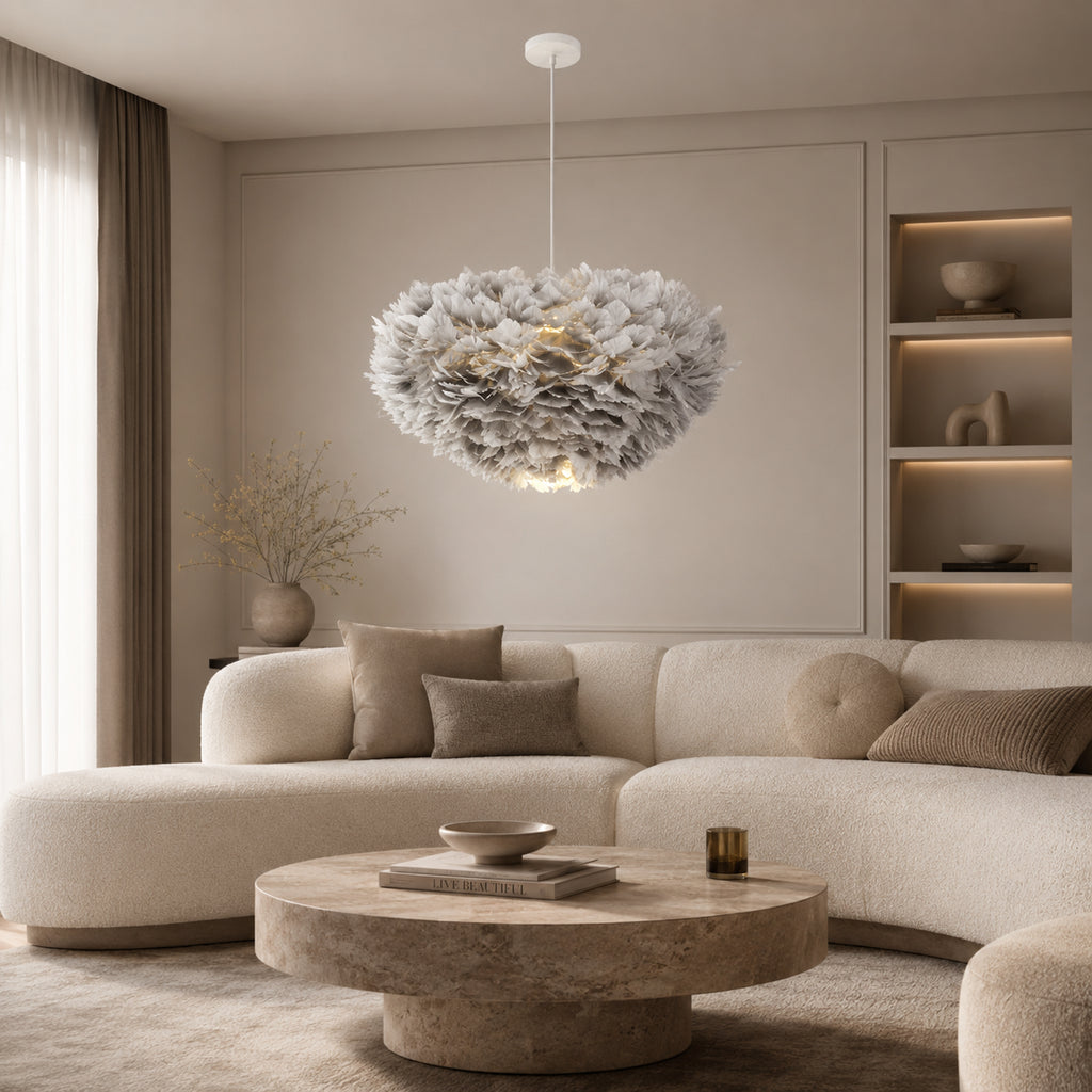 Abat-jour suspension en plume - Cocon de Plumes
