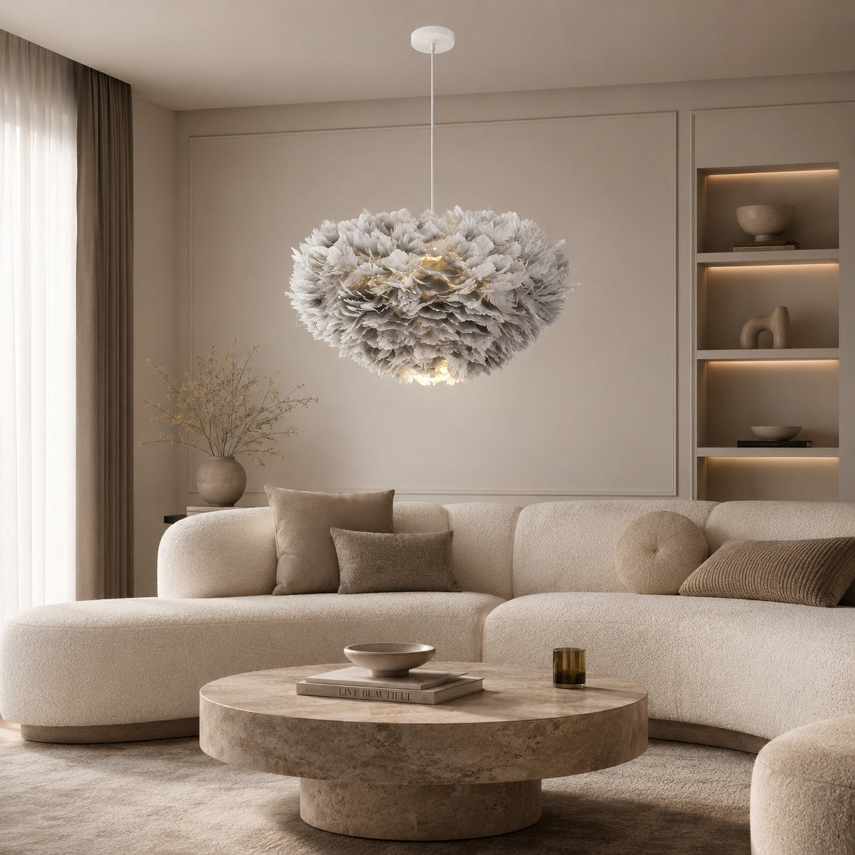 Abat-jour suspension en plume - Cocon de Plumes